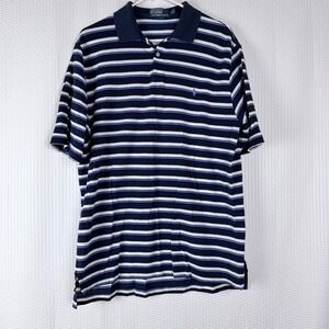 Polo Ralph Lauren Golf Fit Striped Short Sleeve Polo Shirt Men Large Navy Blue